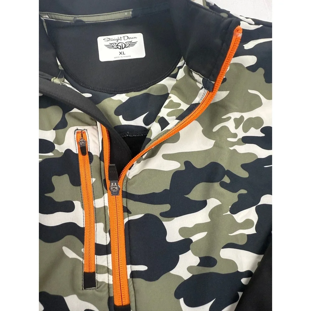 Straight Down Golf Pullover XL Black Camo Circling Raven 1/4 Zip Jacket